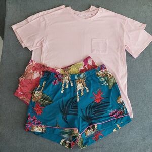 Joyspun Pajama Bundle (Set of 2) XS Pink Tees & Tropical Shorts